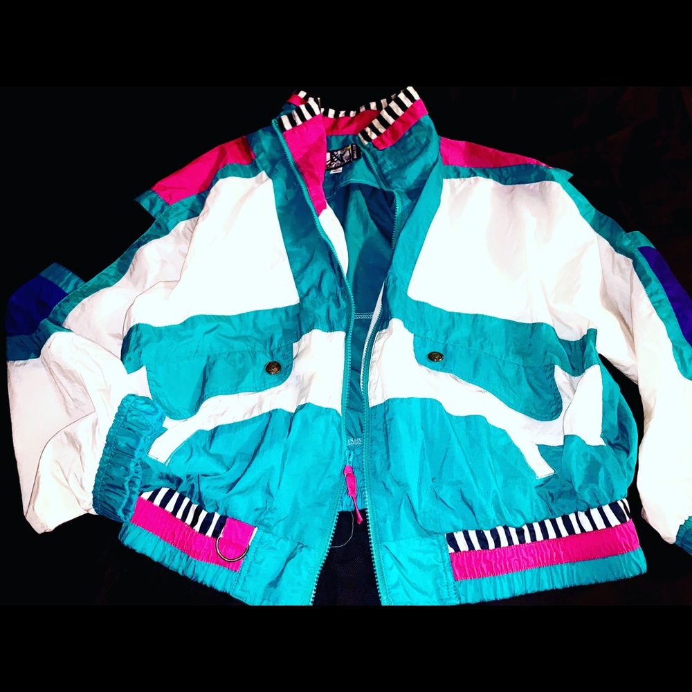 Color block striped windbreaker